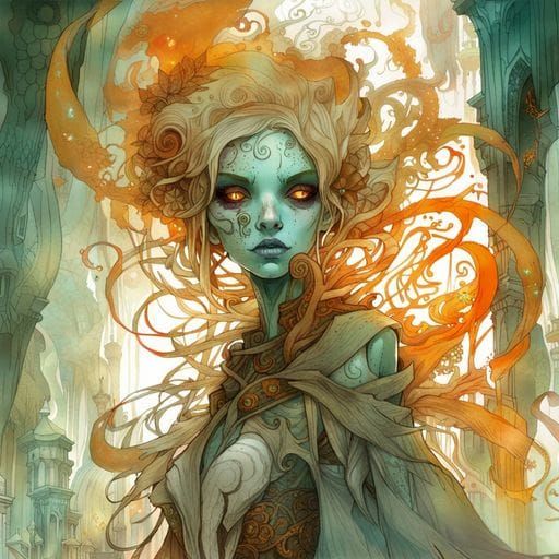 Undead Rogue in Fantasy Ink Flow Art Style