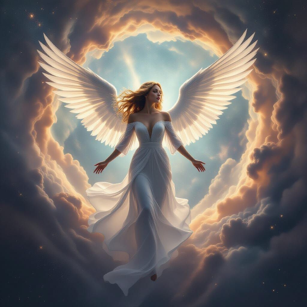Angelic Being Descends into Cosmic Vortex