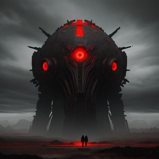 Menacing Alien Warlord in Biomechanical Sci-Fi Style