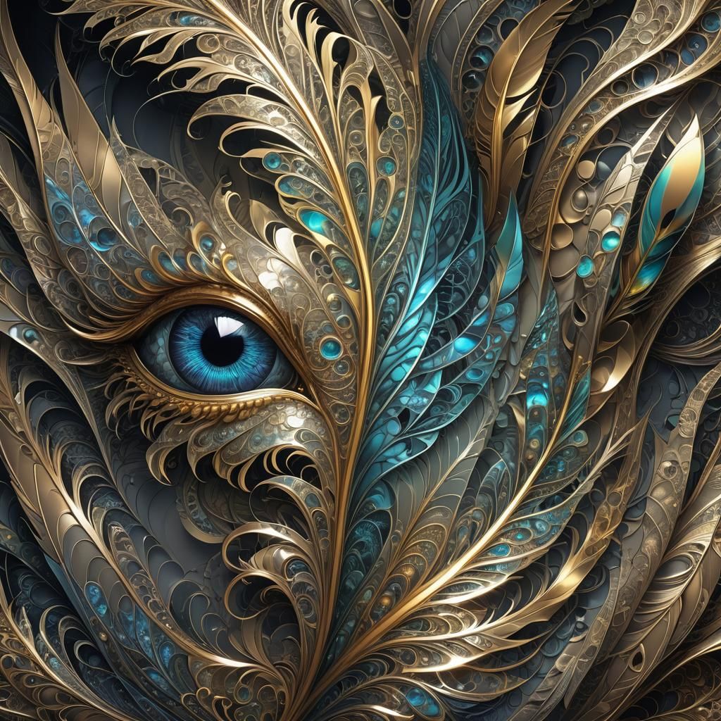 Abstract Fractal Dragon Eye in Feather