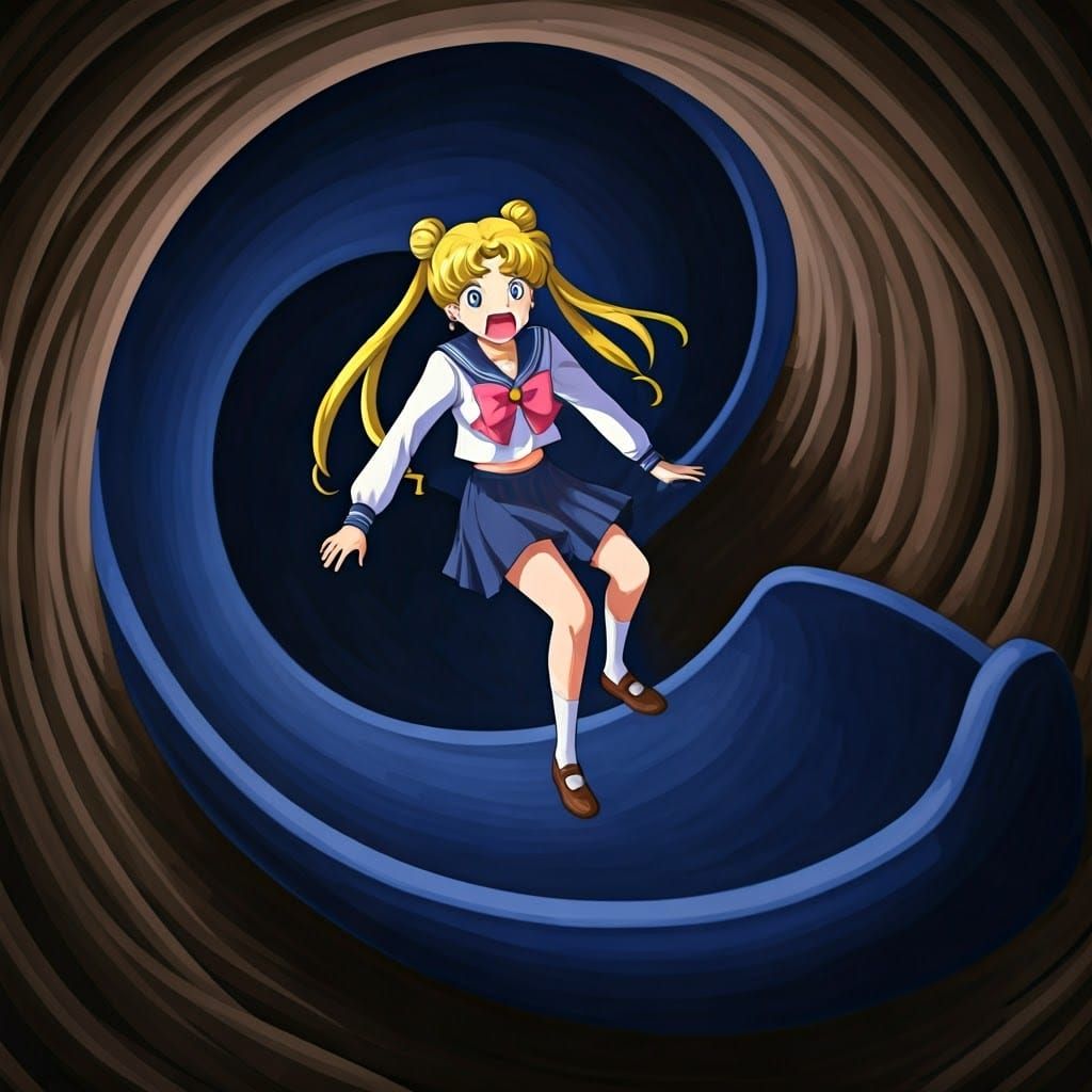 Sailor Moon's Usagi Tsukino on a Thrilling Spiral Slide