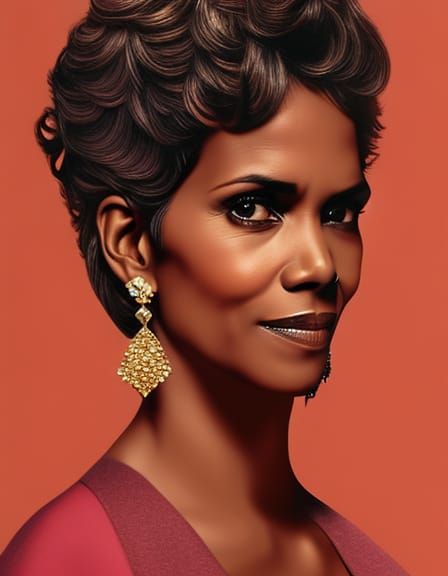 Halle Berry Portrait in 1940s Style