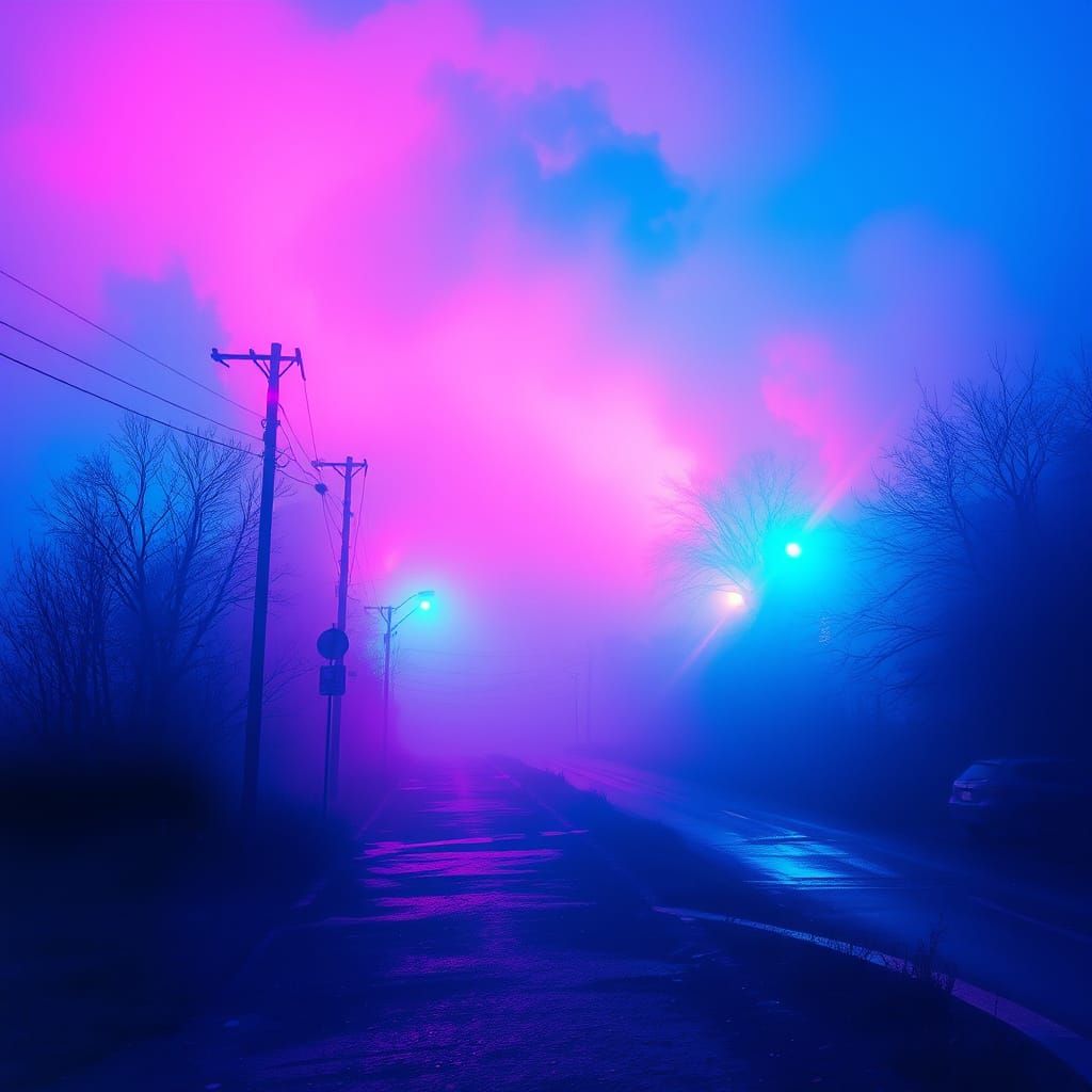 Electric Dreamscape in Vibrant Blues and Pinks