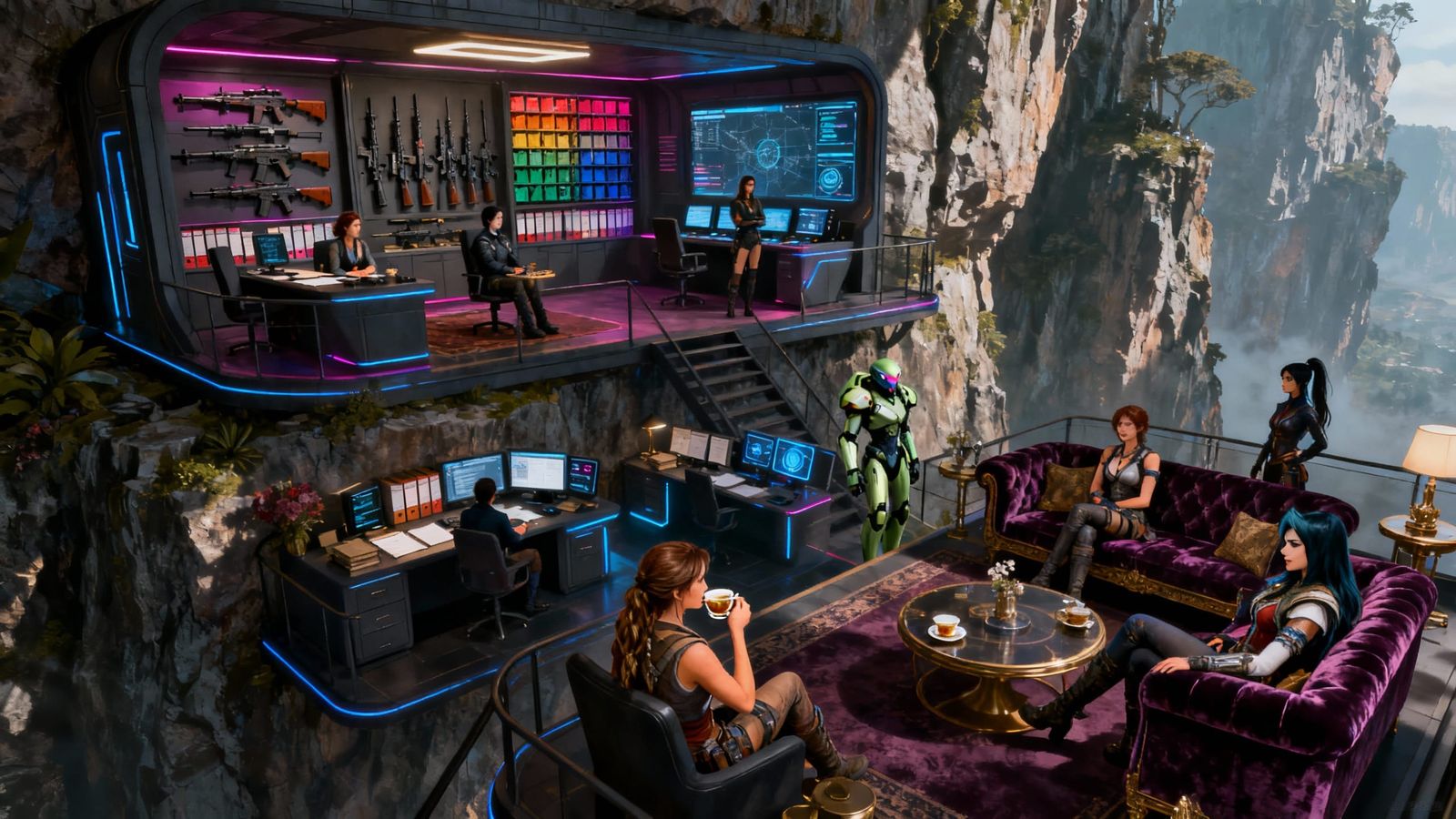 Girls Only Guildhall: High-Tech Command Center Concept Art