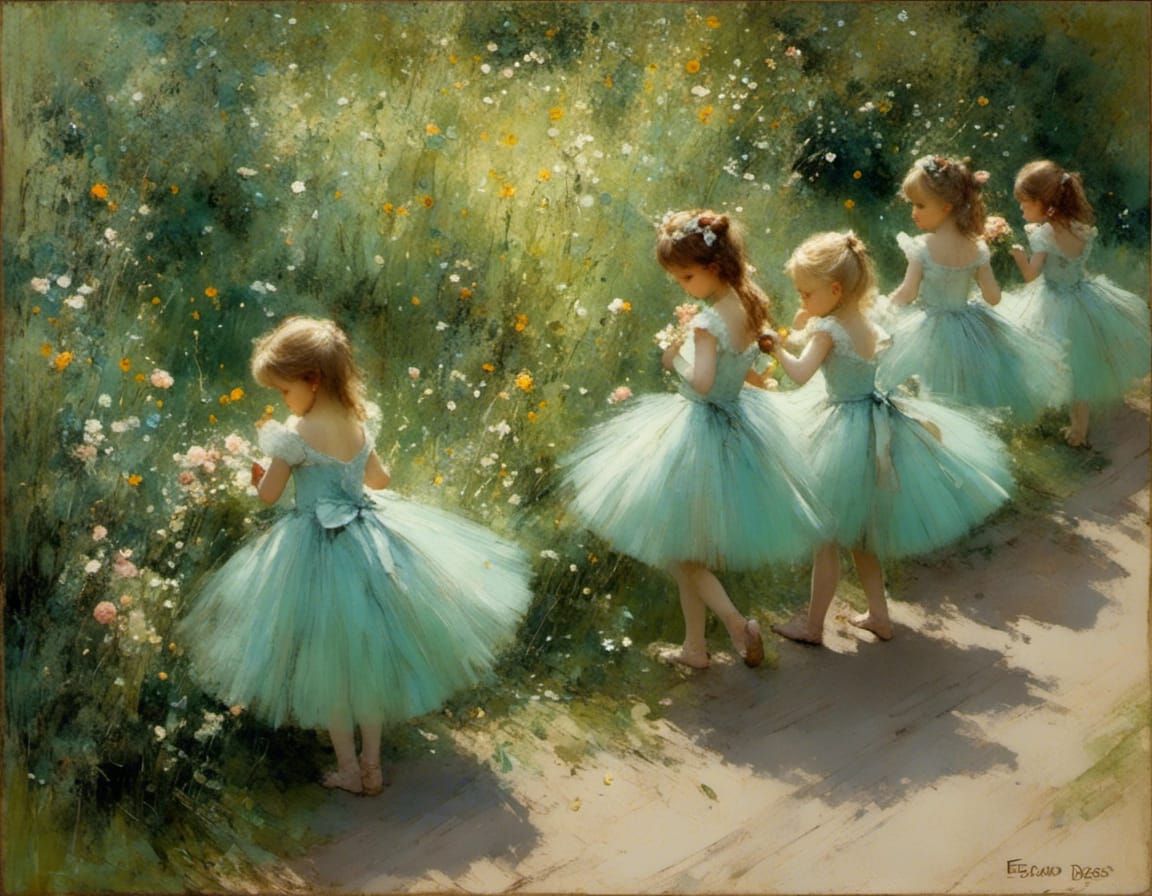 Impressionistic Dancers Backstage Pastel Drawing