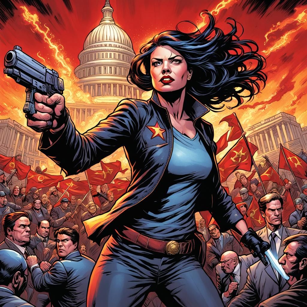 Heroic Anarcho Communist vs Corporate Villains Comic Art