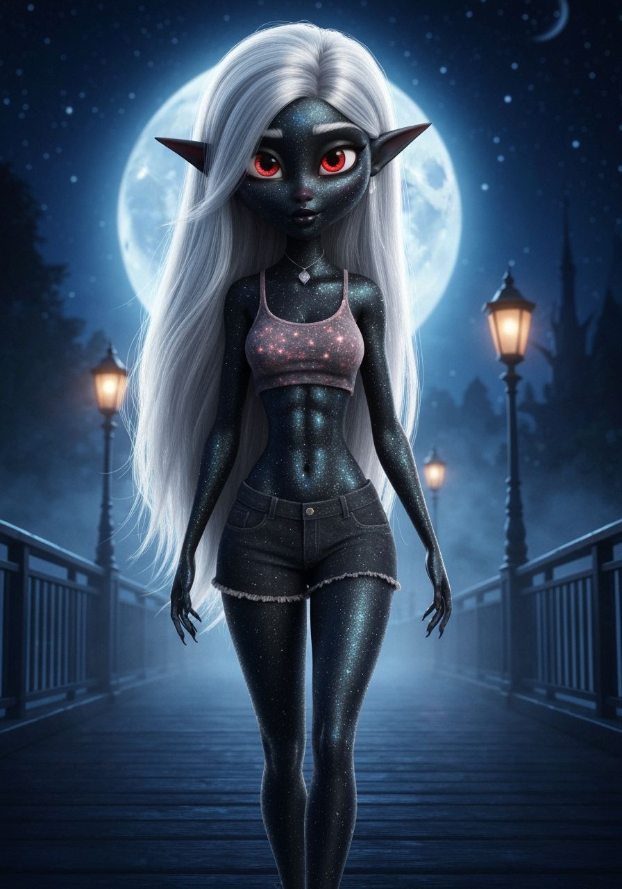 Macabre Dark Elf in Gothic Dreamscape