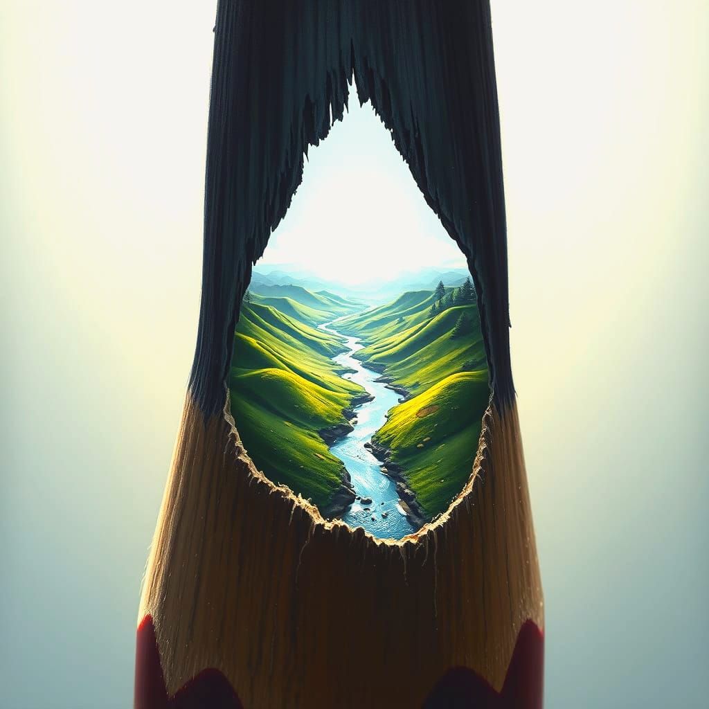 Pencil Tip Transforms Into Miniature Landscape