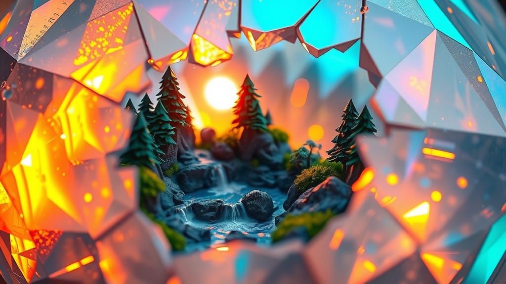 Fantasy World Inside Iridescent Gemstone