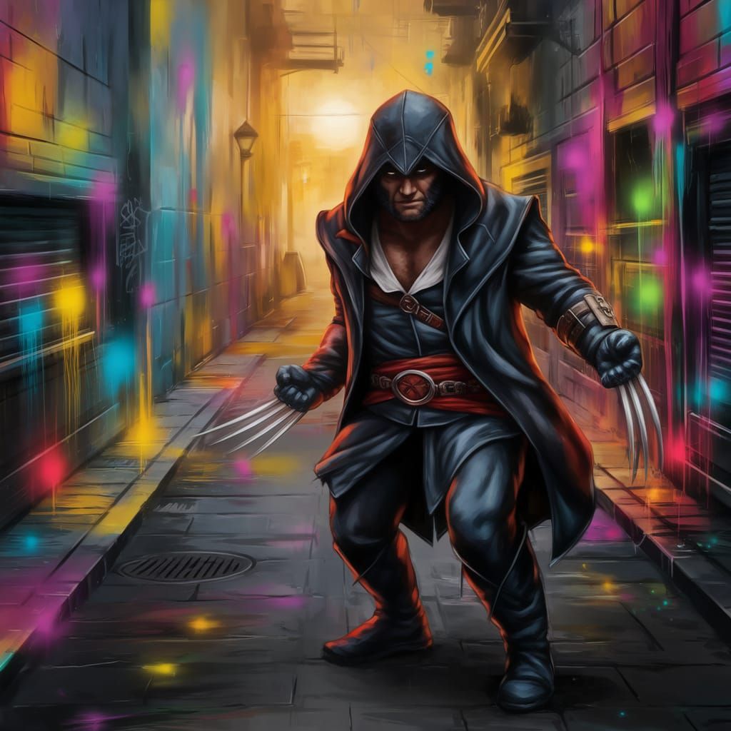 Wolverine in Medieval Assassin's Creed Graffiti