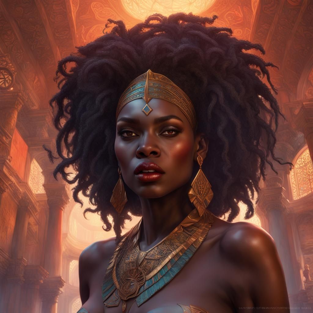 Egyptian Vampire Portrait in Hyperrealistic Splash Art