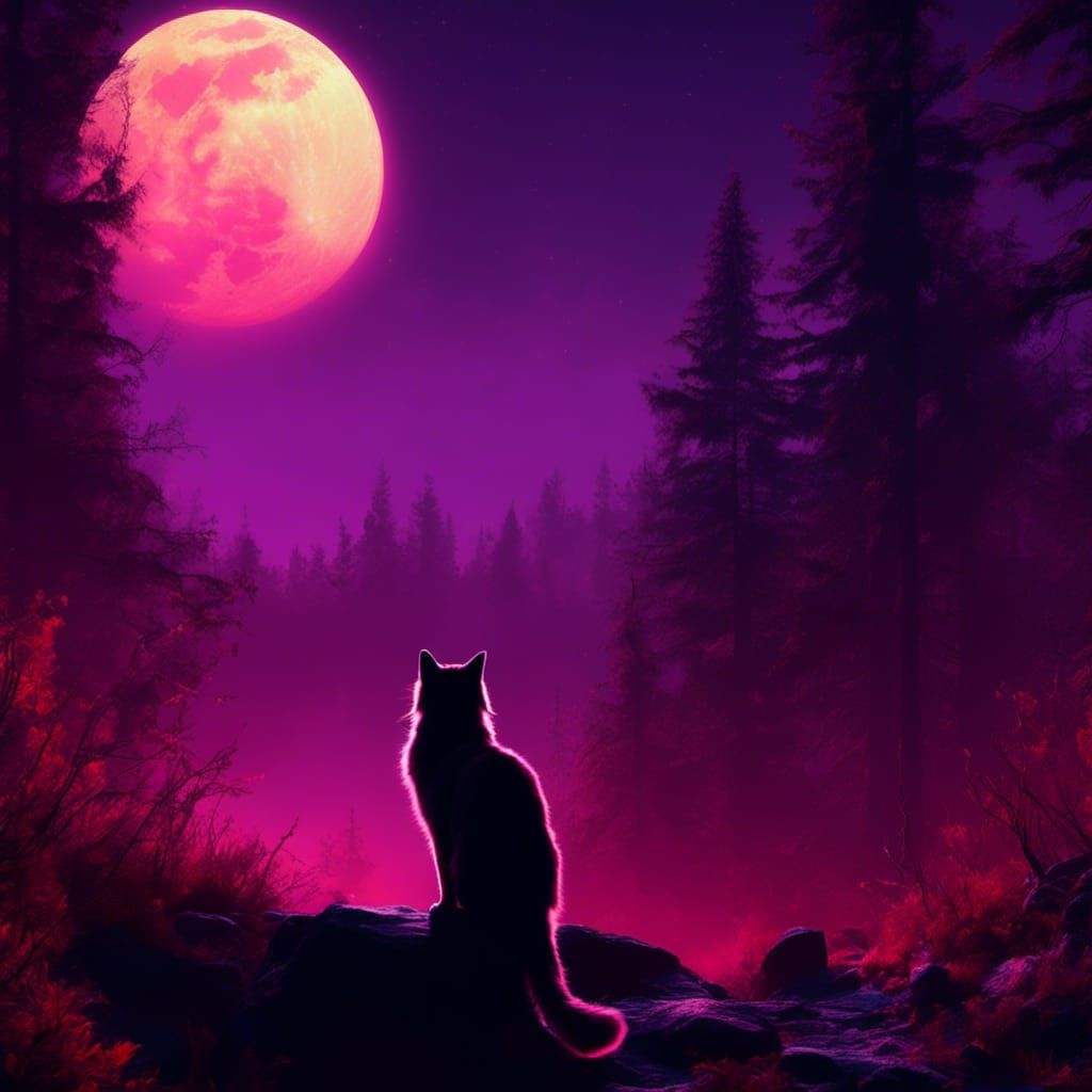 Norwegian Forest Cat at Door in Macabre Style