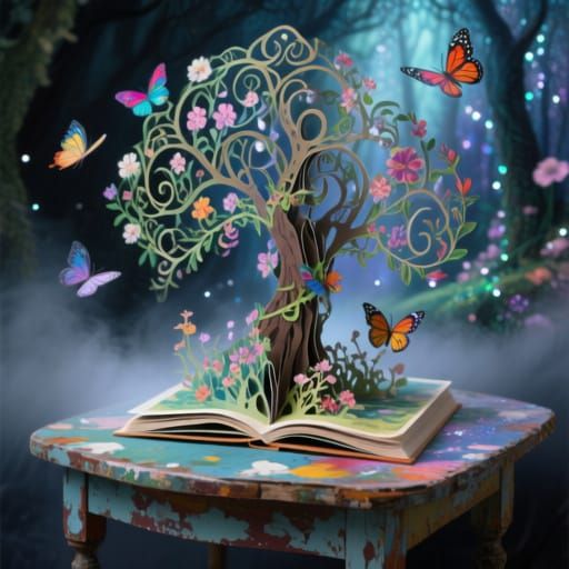 Magical Pop-Up Tree Emerges From Painted Forest