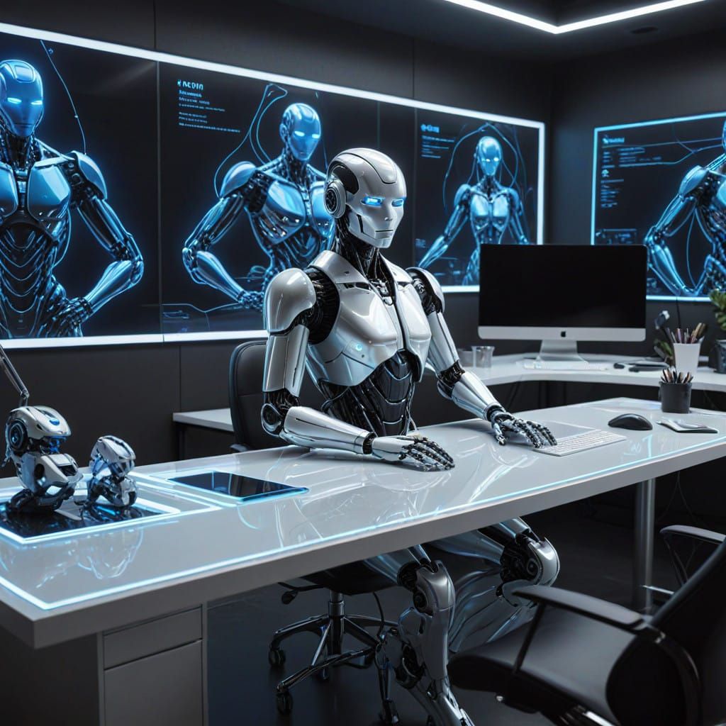 High-Tech Business Network in a Futuristic Workspace