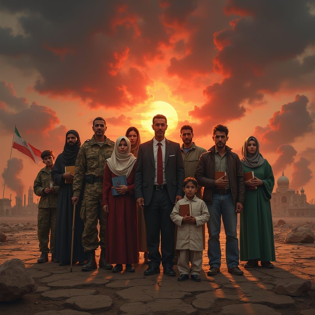 United Iranian People Under Stormy Sky