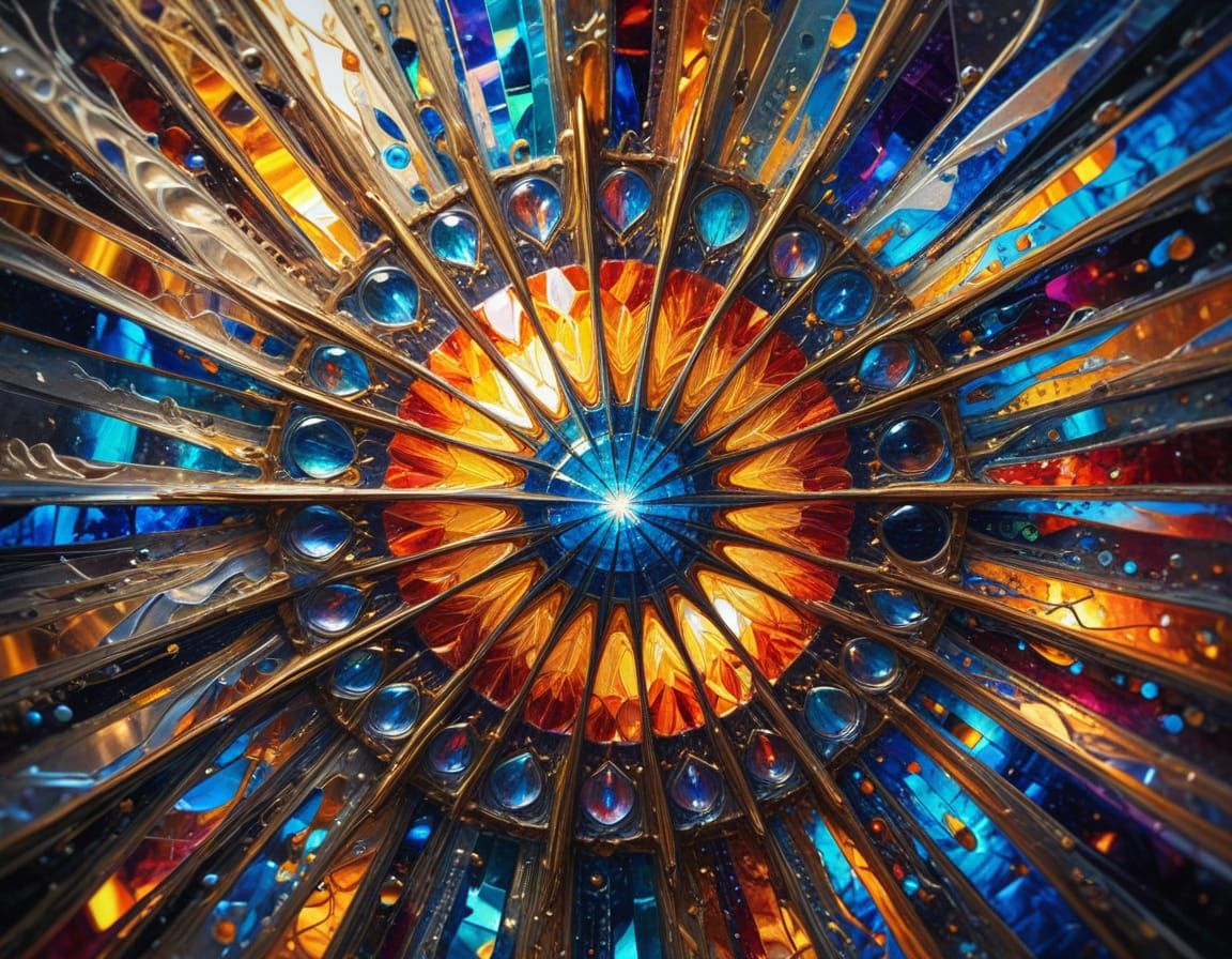 Vibrant Kaleidoscope Oil Painting in Prismatic Style