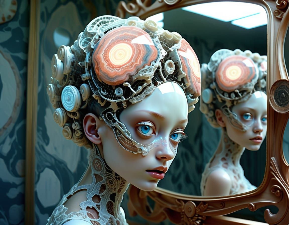 Automatron Audrey's Wirish Whirlington Hair Mirrored in Crazy Lace Agate Whirlingtons & Gray's