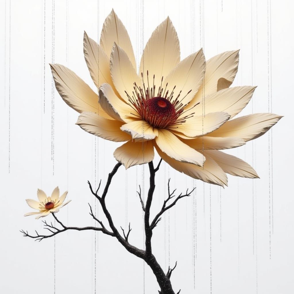 Delicate Flower on Stem with Leaves