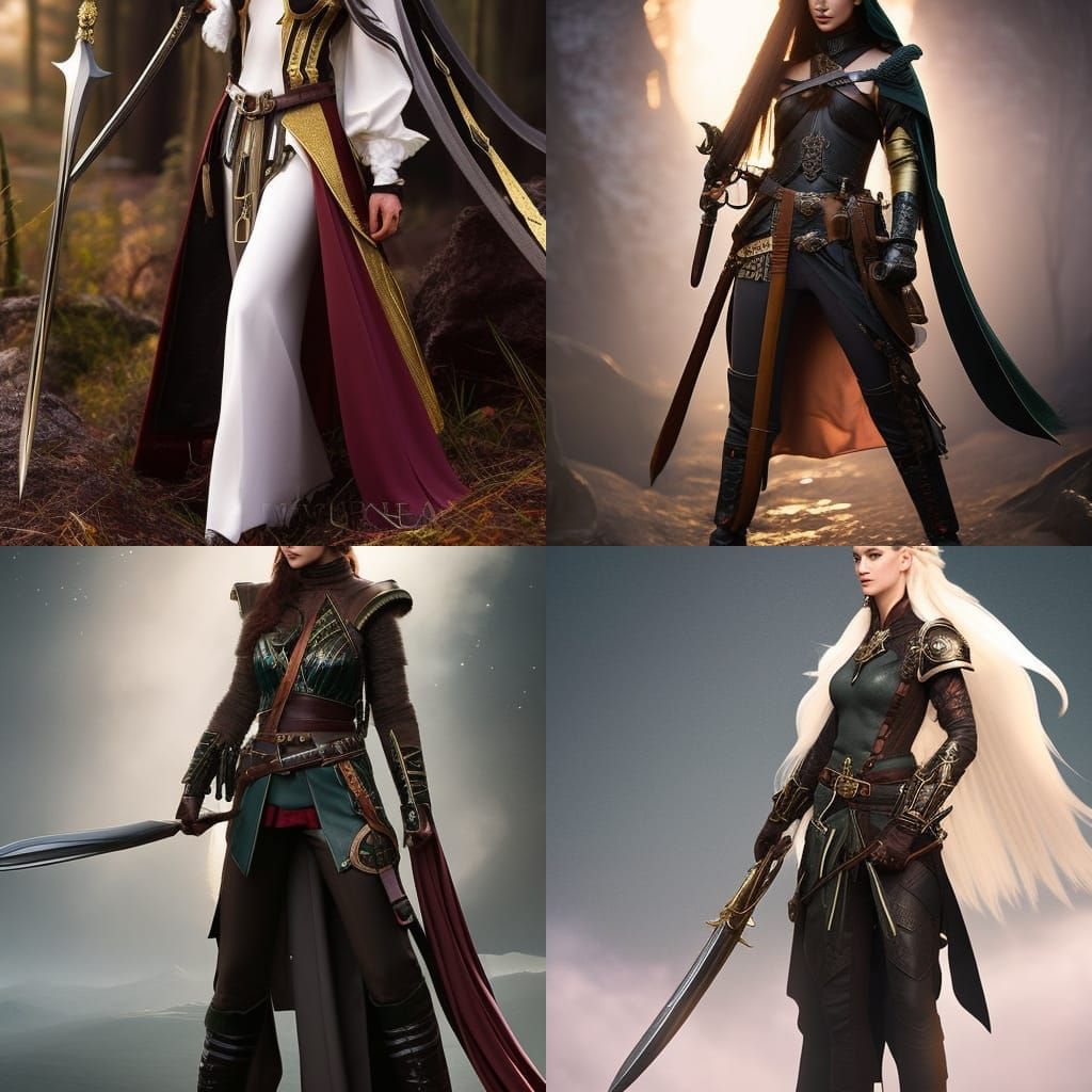 Elegant Elven Princess in Adventure Outfit, Digital Art