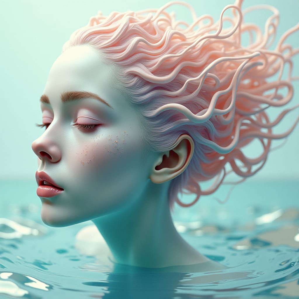 Romantic Sirena in Dreamlike Digital Art