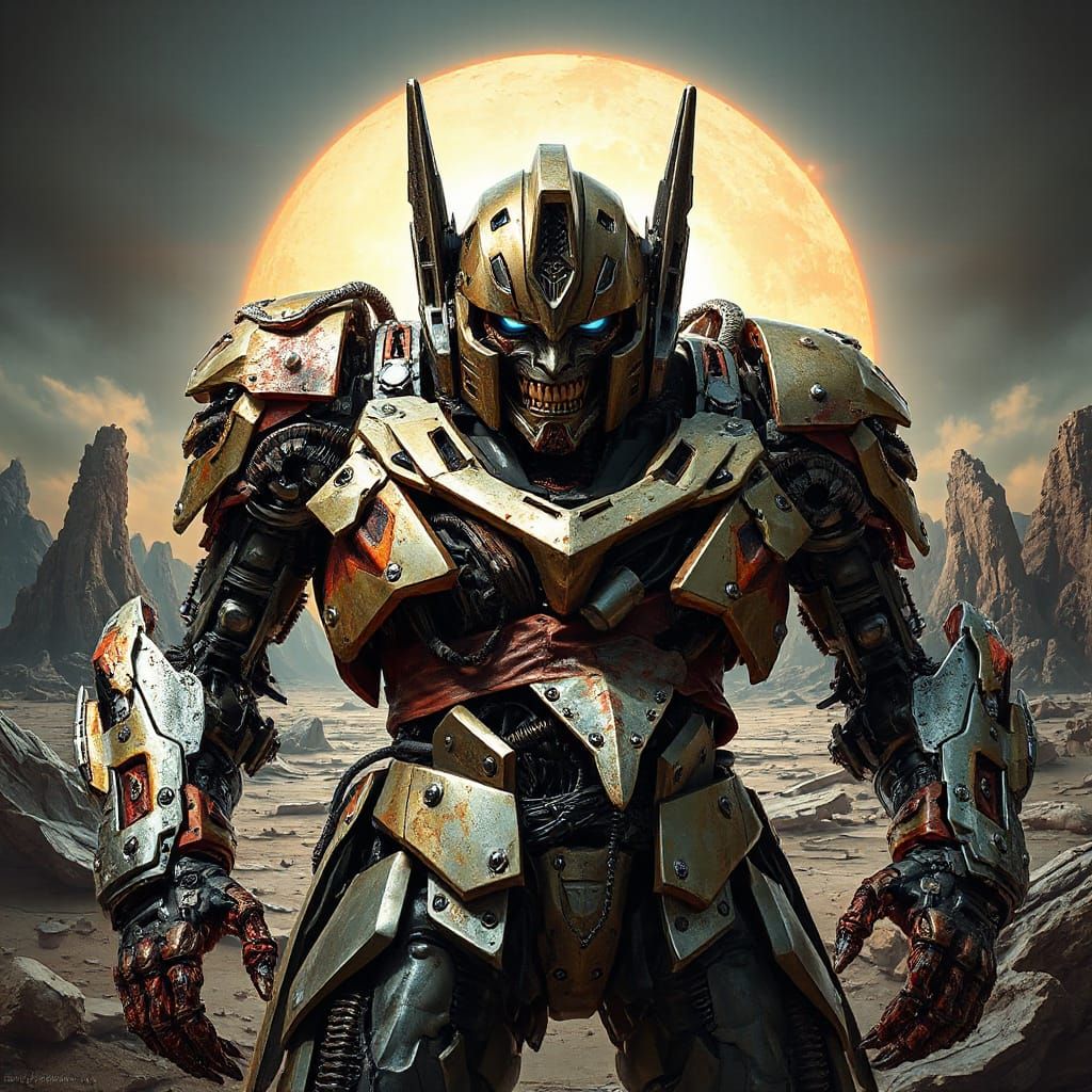 Demonic Optimus Prime Biomechanical Alien Wasteland Nightmar...