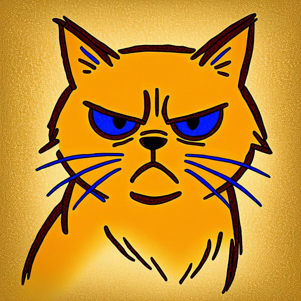 Ginger Cat Cubist Painting in Impasto Style