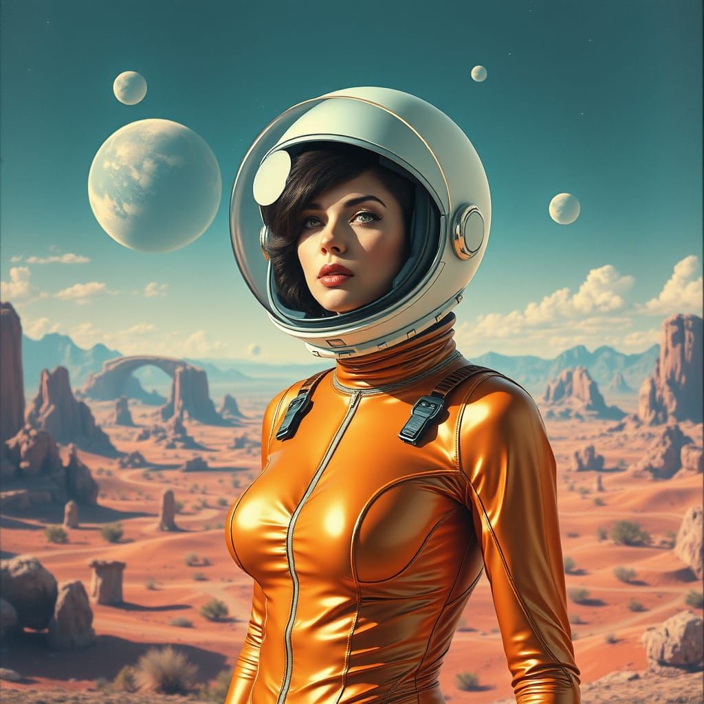 Surreal Pinup Goddess Explores Cosmic Wonderland