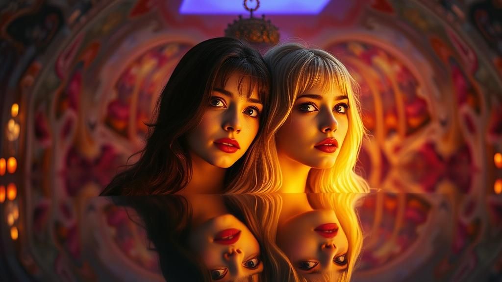 Surreal Fantasy Portrait in Mirror Bright Light
