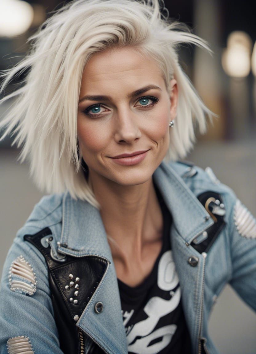Edgy Skatepark Queen in Platinum Blonde Hair