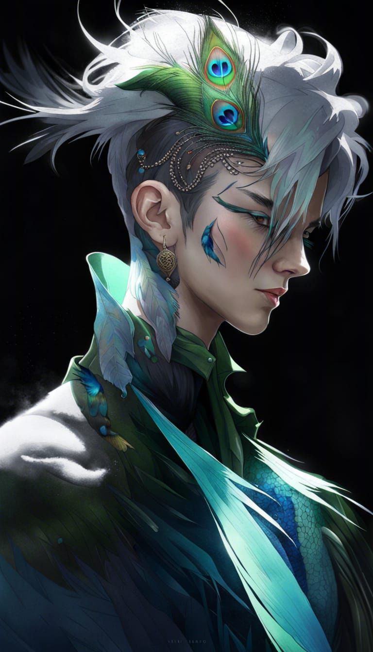 Man in Peacock Dress: Animecore Art
