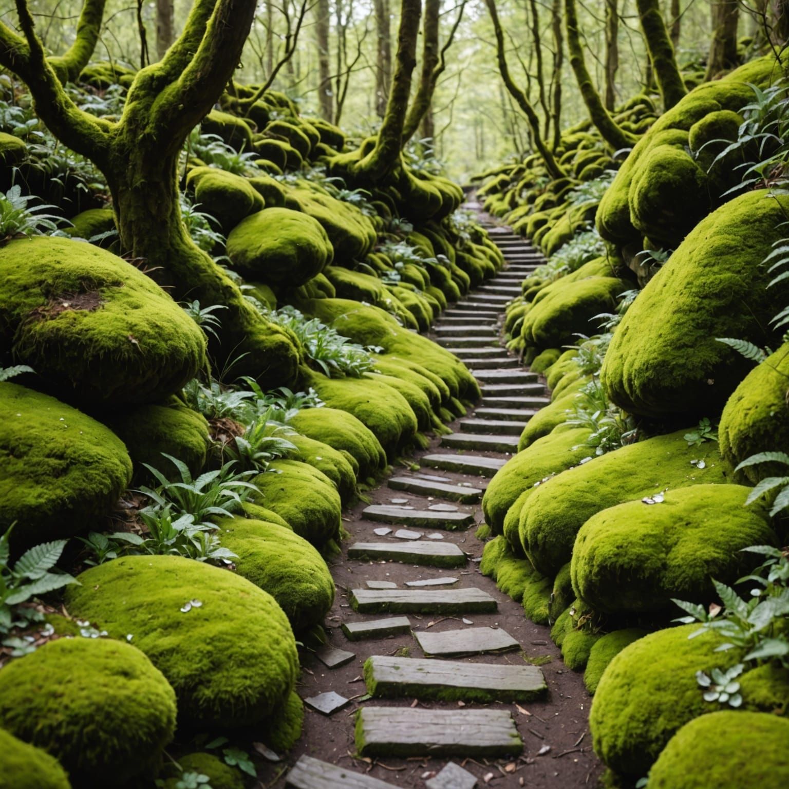 Mystical Crystal Grotto in Emerald Hues