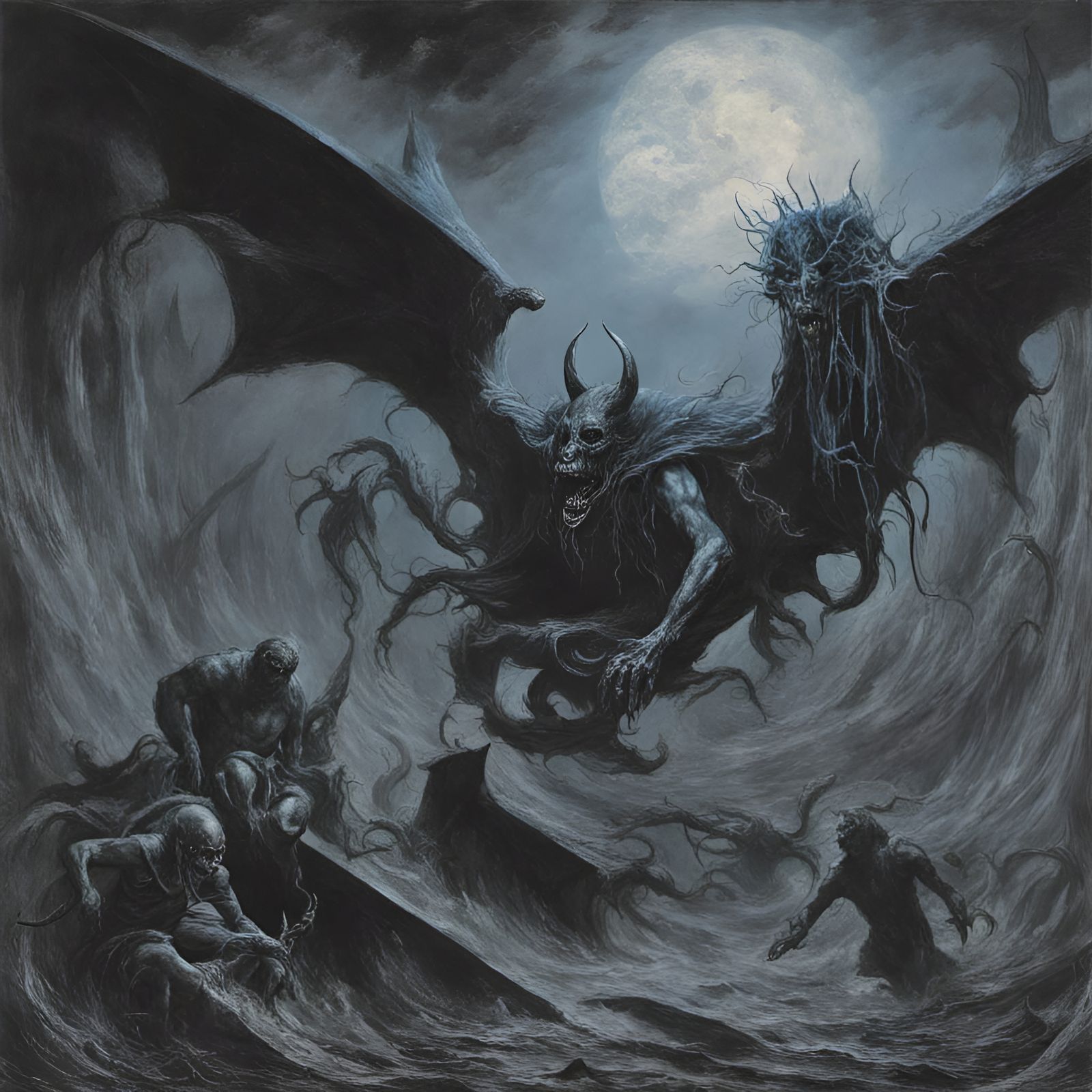 Demonic Book Cover Art in Black Metal Style