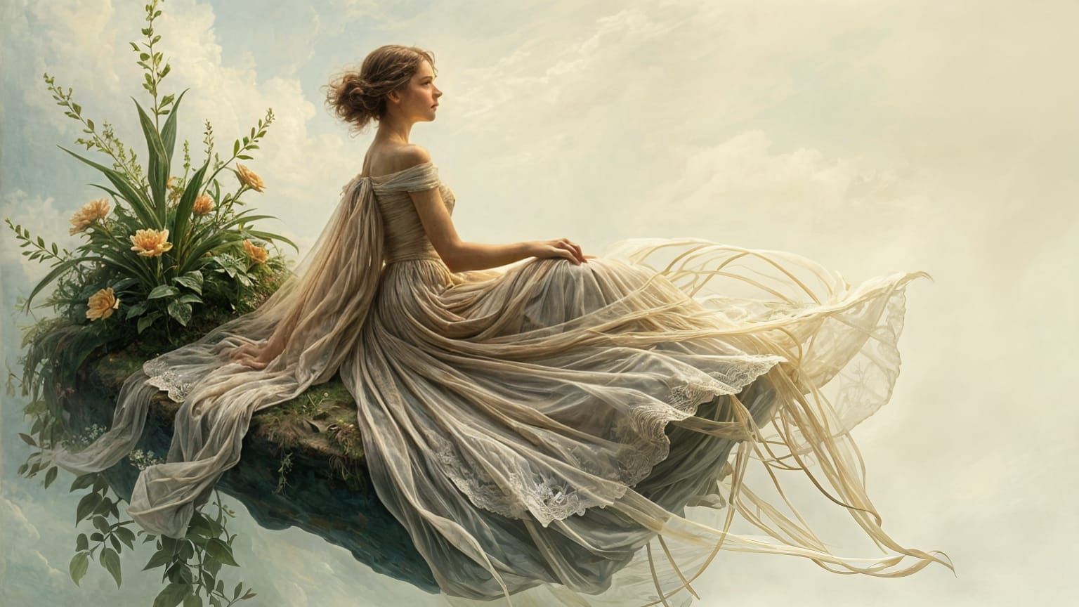 A Dreamy Lady on an Ethereal Isle