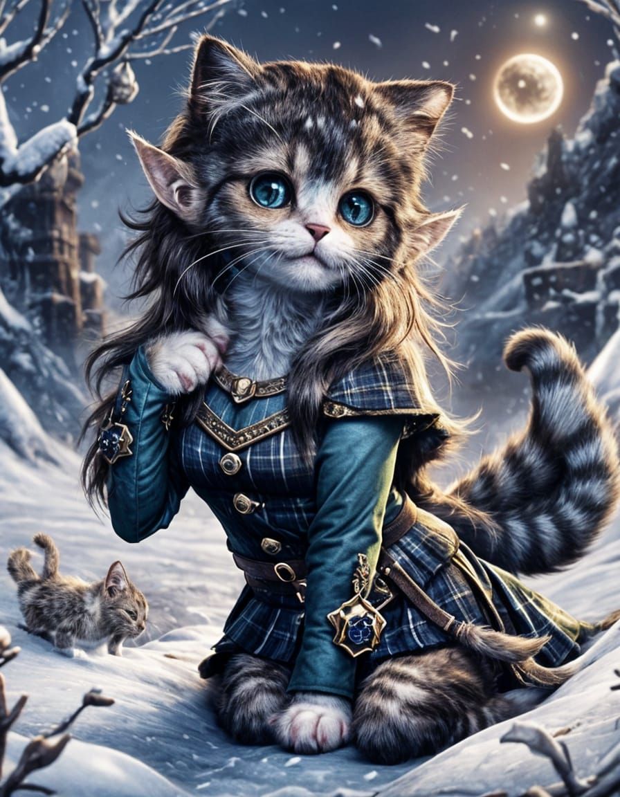 Fantasy Elf Cat Girl with Elf Ears