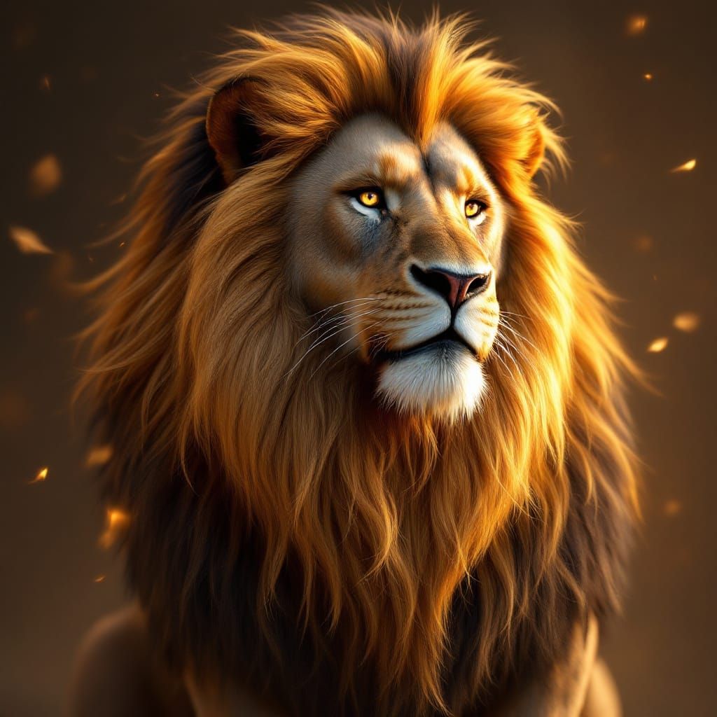 Majestic Lion with Golden Mane in 3D Cinematic Style