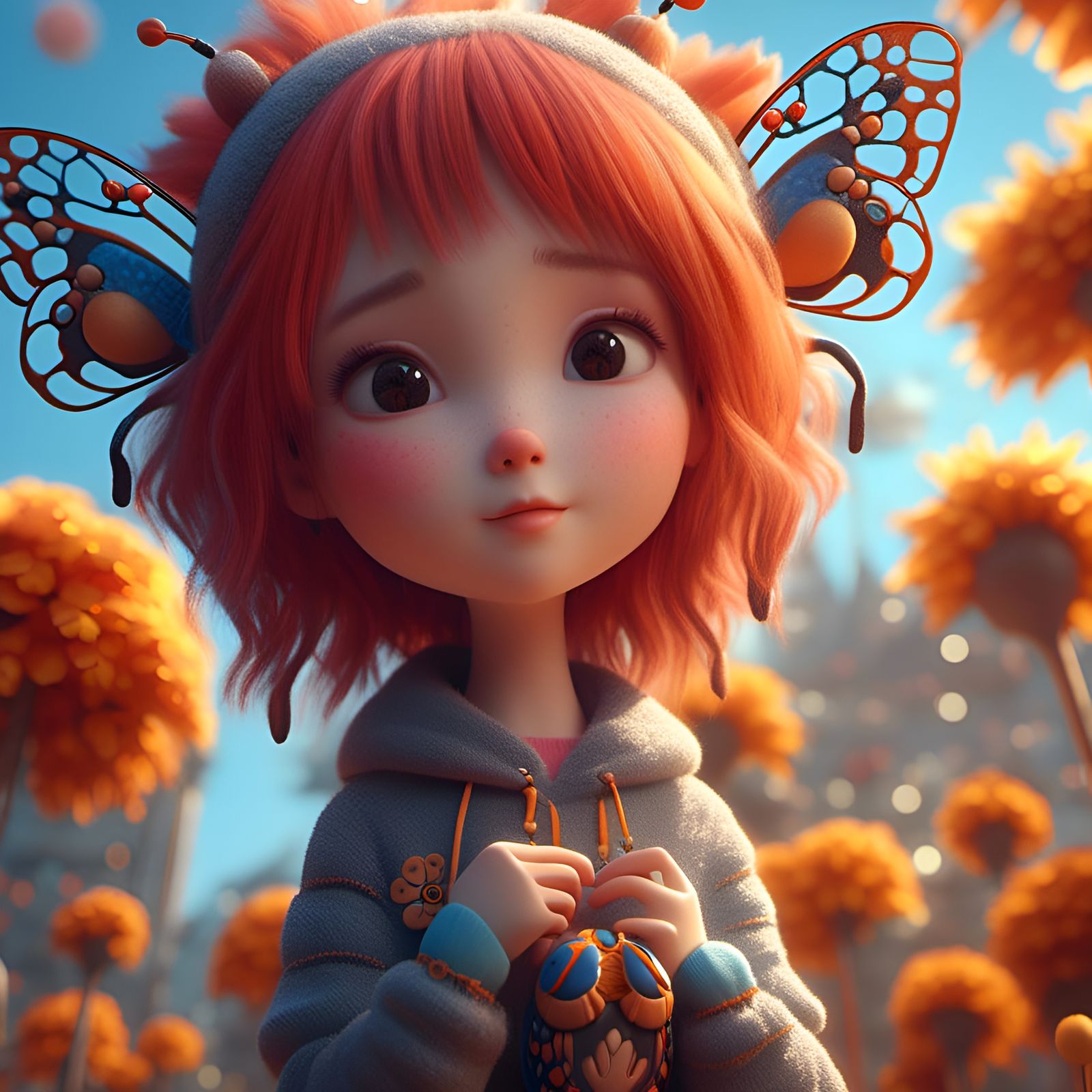 Adorable Fluffy Bug Portrait in 3D