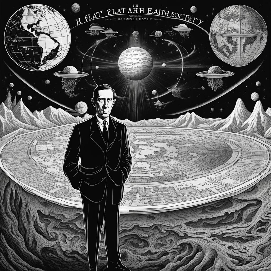 Lovecraft Joins Flat Earth Society: Black and White Portrait
