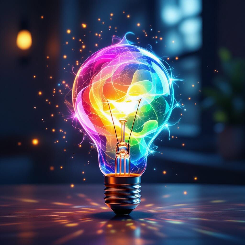 Magical Light Bulb Waterfall of Colors