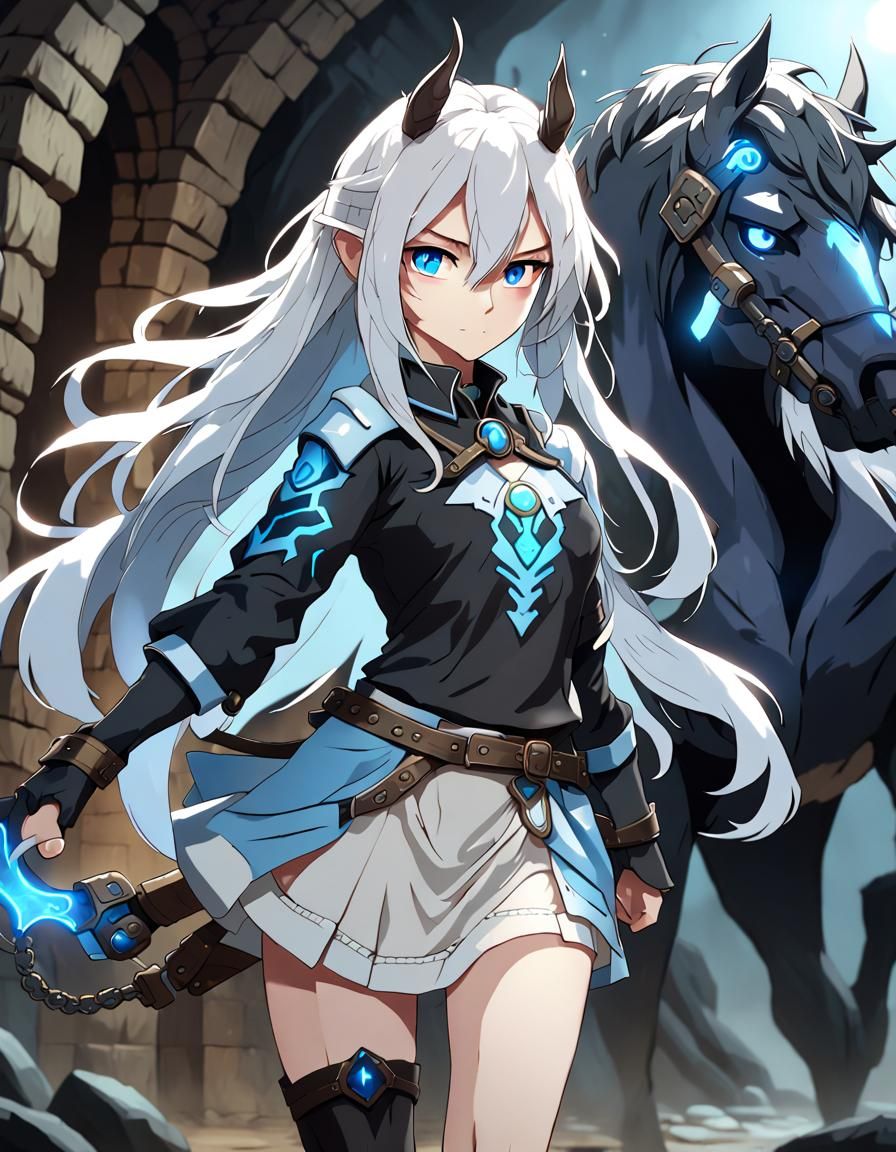 Anime Swordsman in Dungeon Concept Art