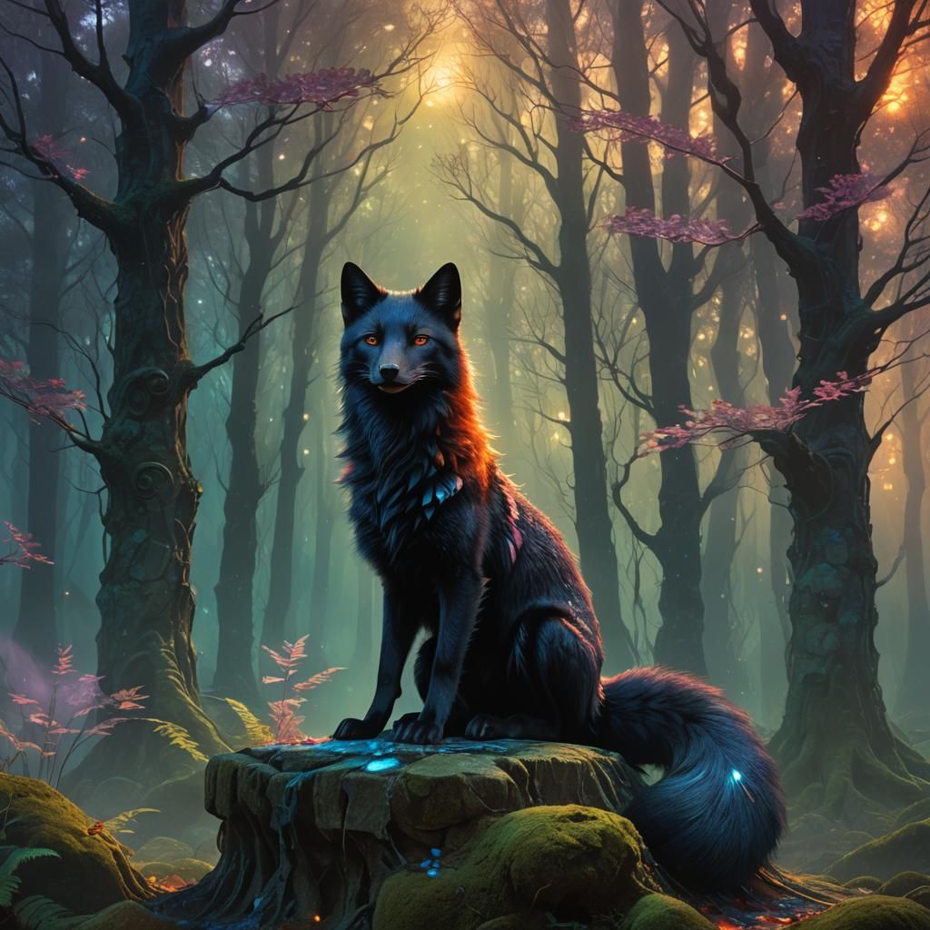 Nine-Tailed Fox on Glowing Pedestal