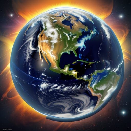 Earth Floating in Space: Digital Sci-Fi Concept Art