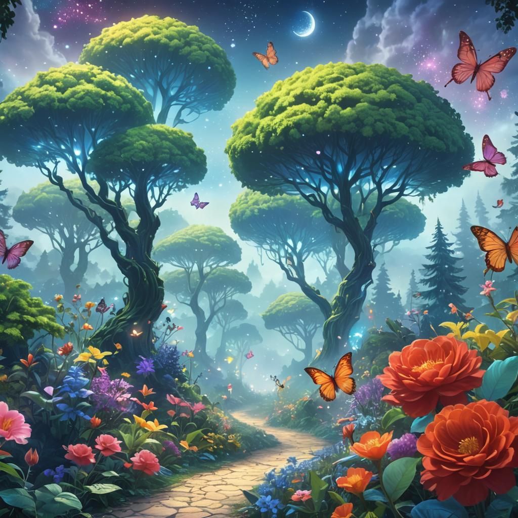 Enchanted Forest: A Vibrant Digital Painting of a Fairy Tale