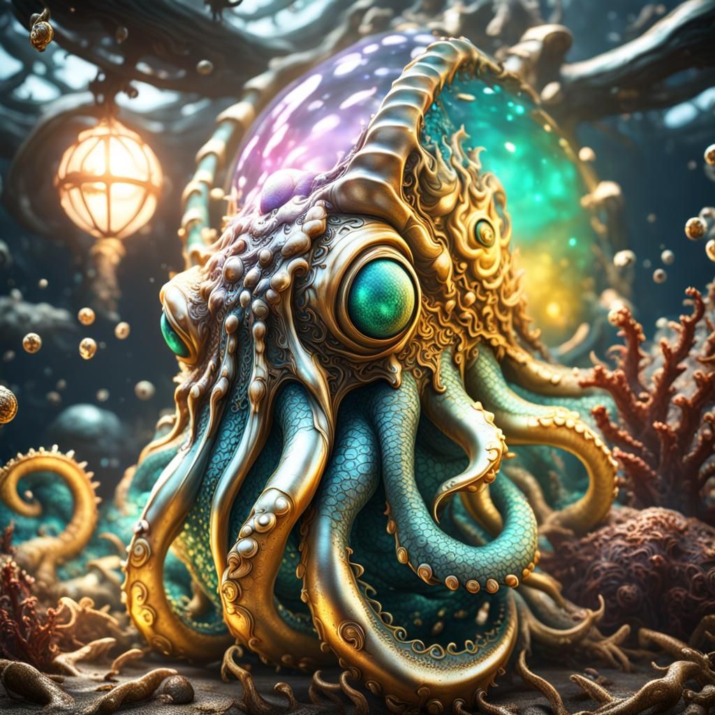 Metallic squishy kraken monster