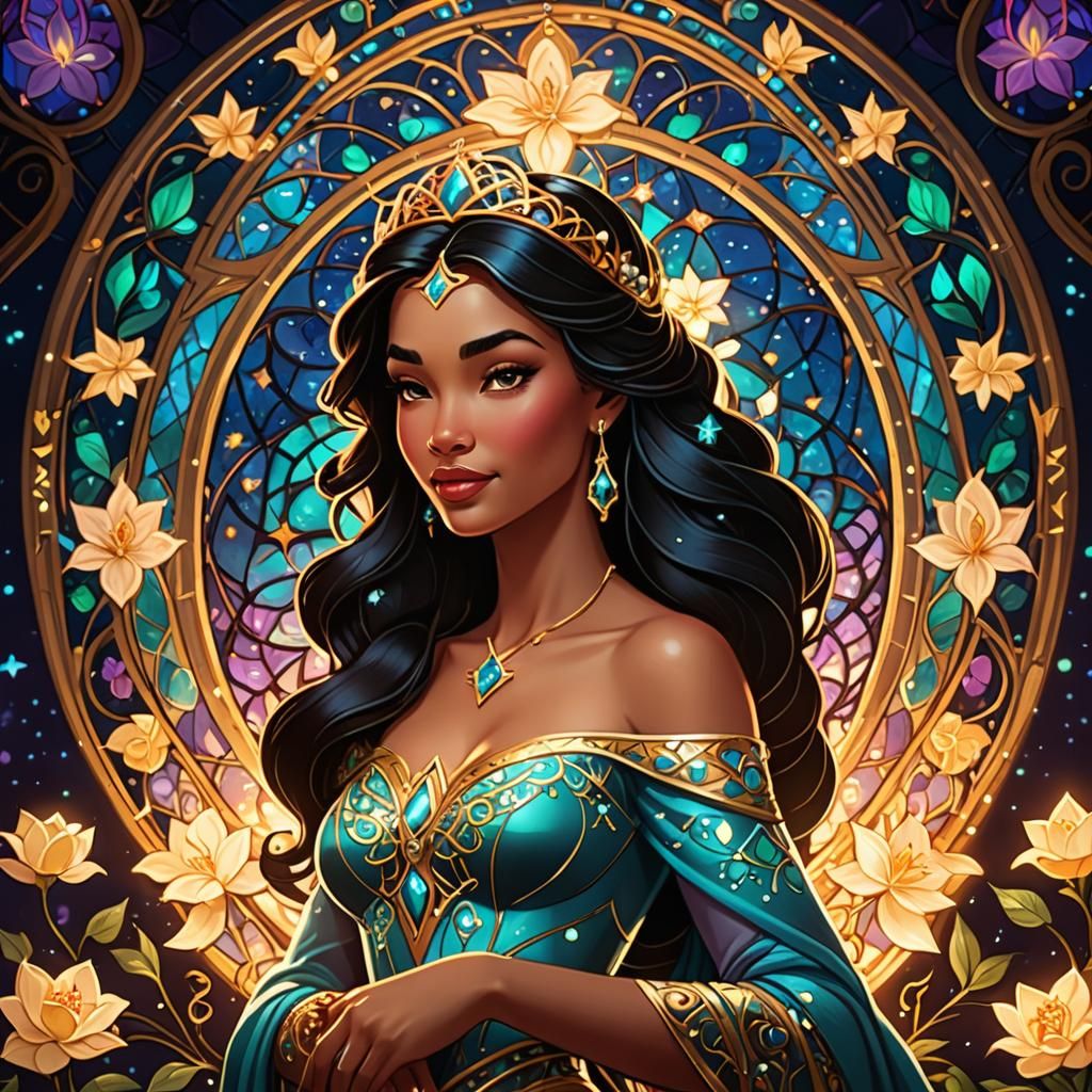 Jasmine Disney Princess in Psychedelic Art Nouveau