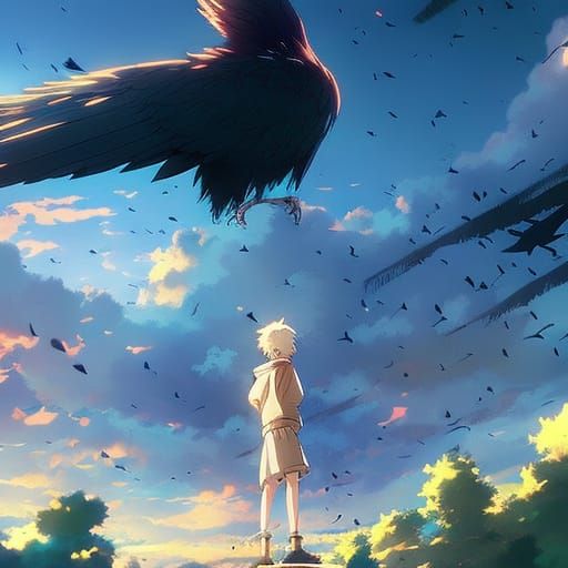 Devil Boy Gazing at Crow: Anime Key Visual