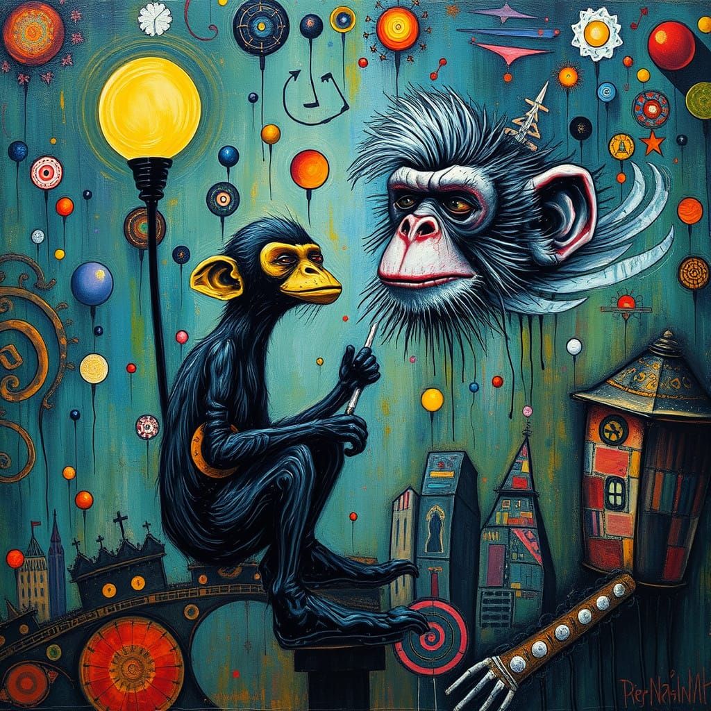 Vibrant Surrealist Dreamscape in Maximalist Style