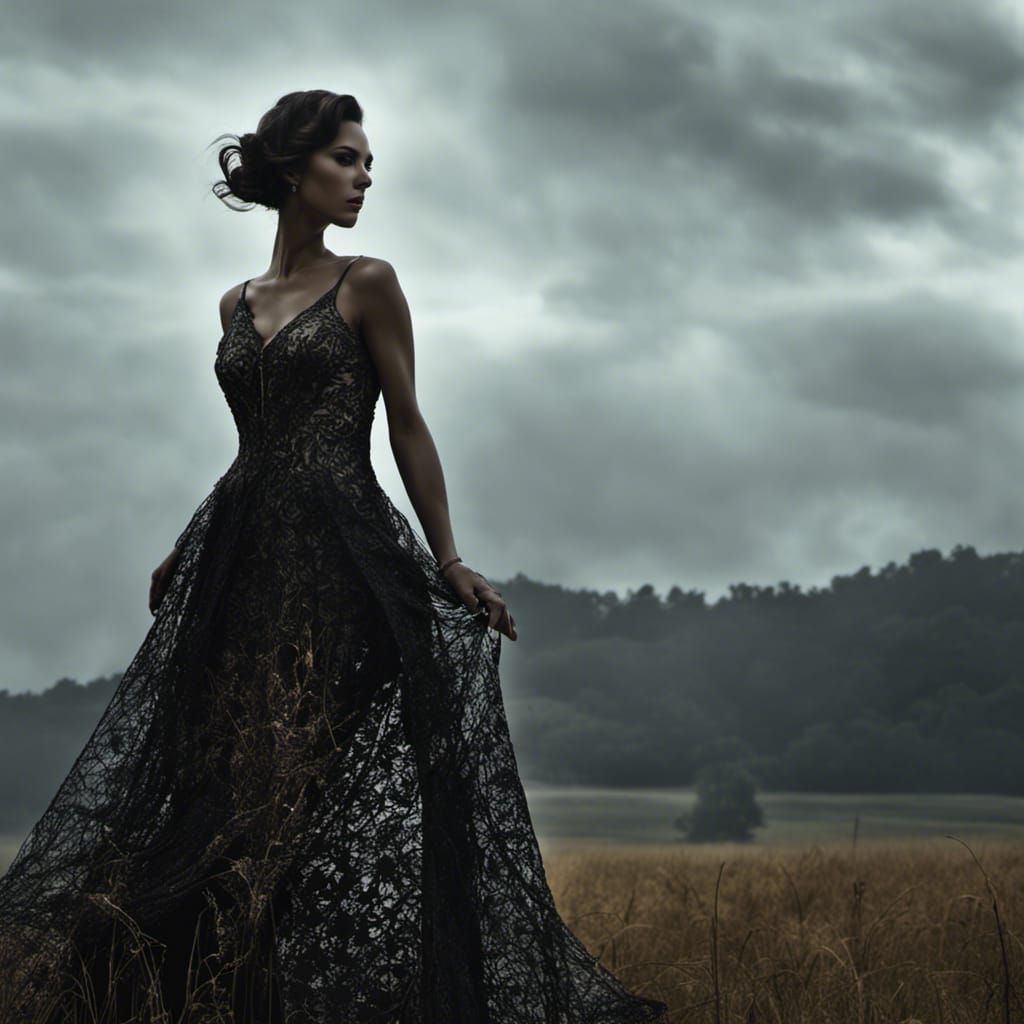 Mysterious Cobweb Woman in Volumetric Light