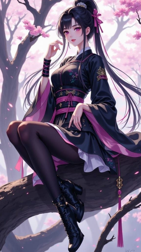 Noblewoman with Warrior Braid in Japanese Style