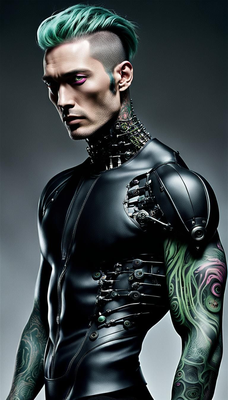 Japanese Man in Surreal Biomechanics Style