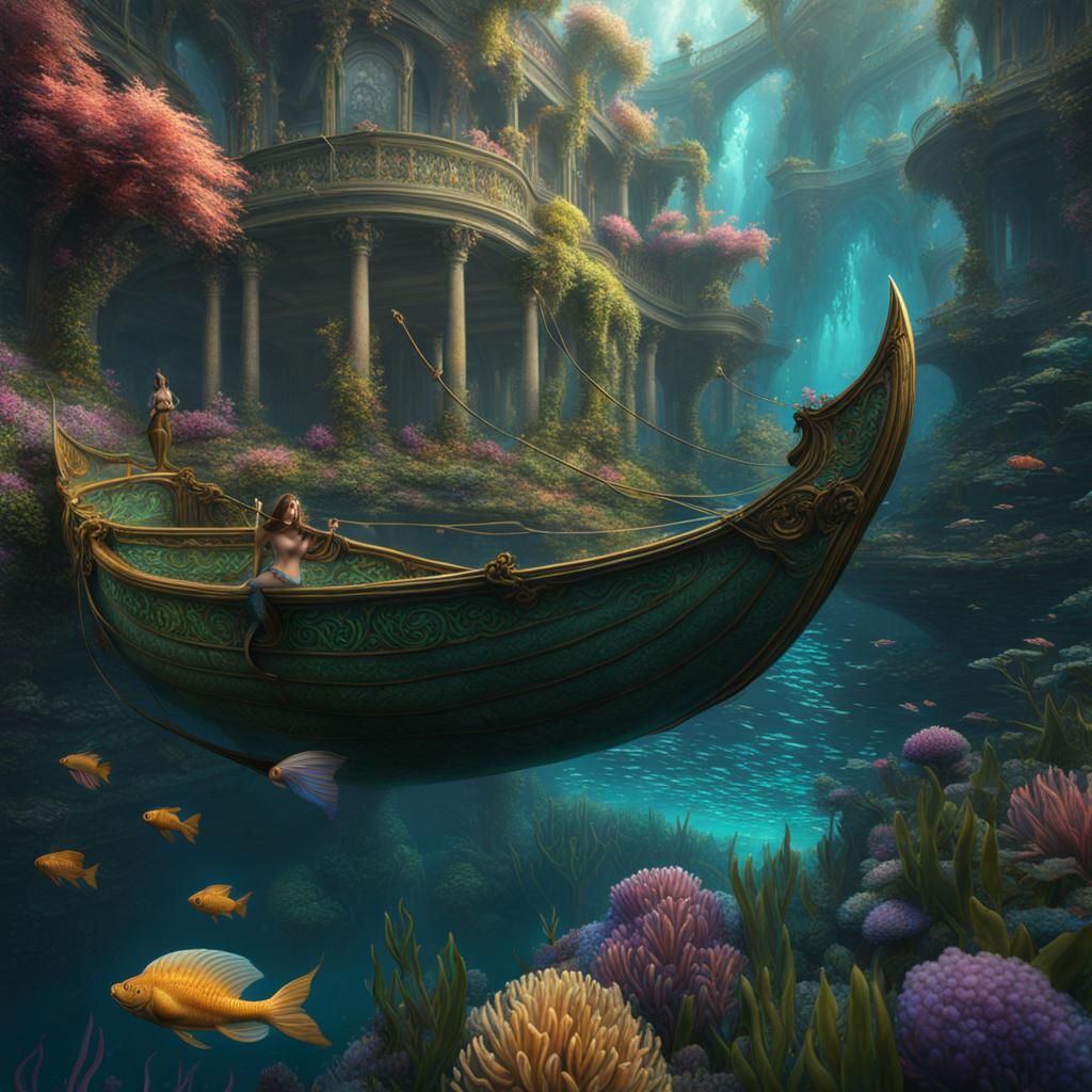 Mermaid in Impressionist Style Digital Painting